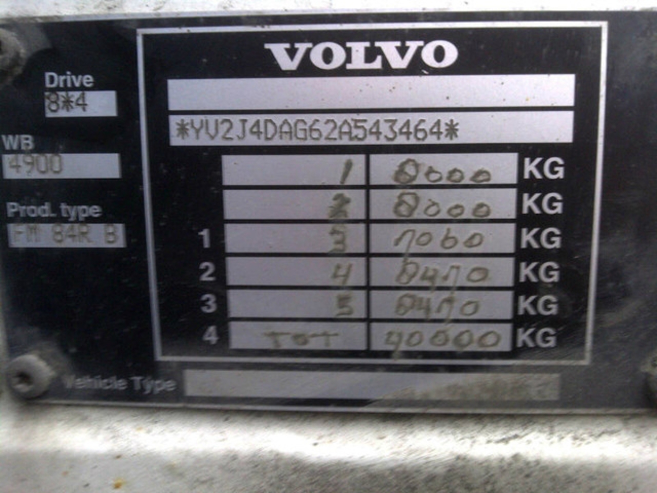 Volvo FM12 10X4 SZM 100T, NETTO EXPORT â‚¬ 29.500,= Dane podstawowe: