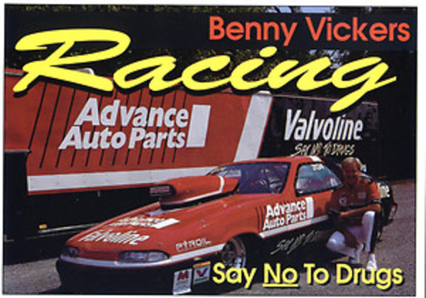 BENNY VICKERS ADVANCE AUTO PARTS 1993 DODGE DAYTONA DRAGSTER POSTCARD!