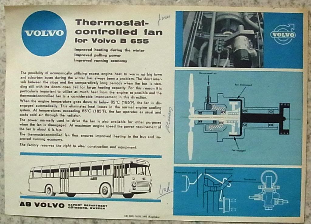 VOLVO B655 THERMOSTAT FAN Sales Sheet Oct 1959 #UR6909 | eBay
