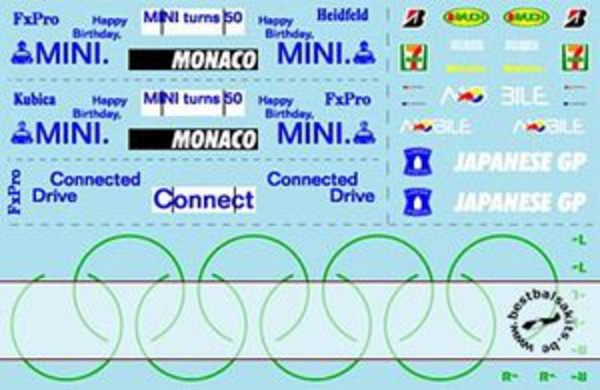 1/43 FILL IN SPONSOR DECALS for MINICHAMPS BMW F109 MONACO & RB5 JAPAN