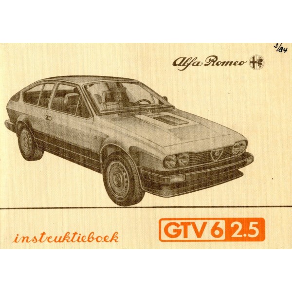 1984 ALFA ROMEO GTV6 2.5 OWNERS MANUAL DUTCH