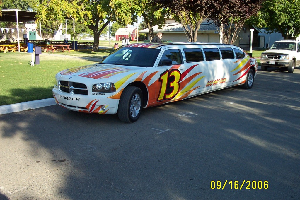 The Dodge Charger limo that brought Parnelli Jones and Hila Sweet to the BBQ