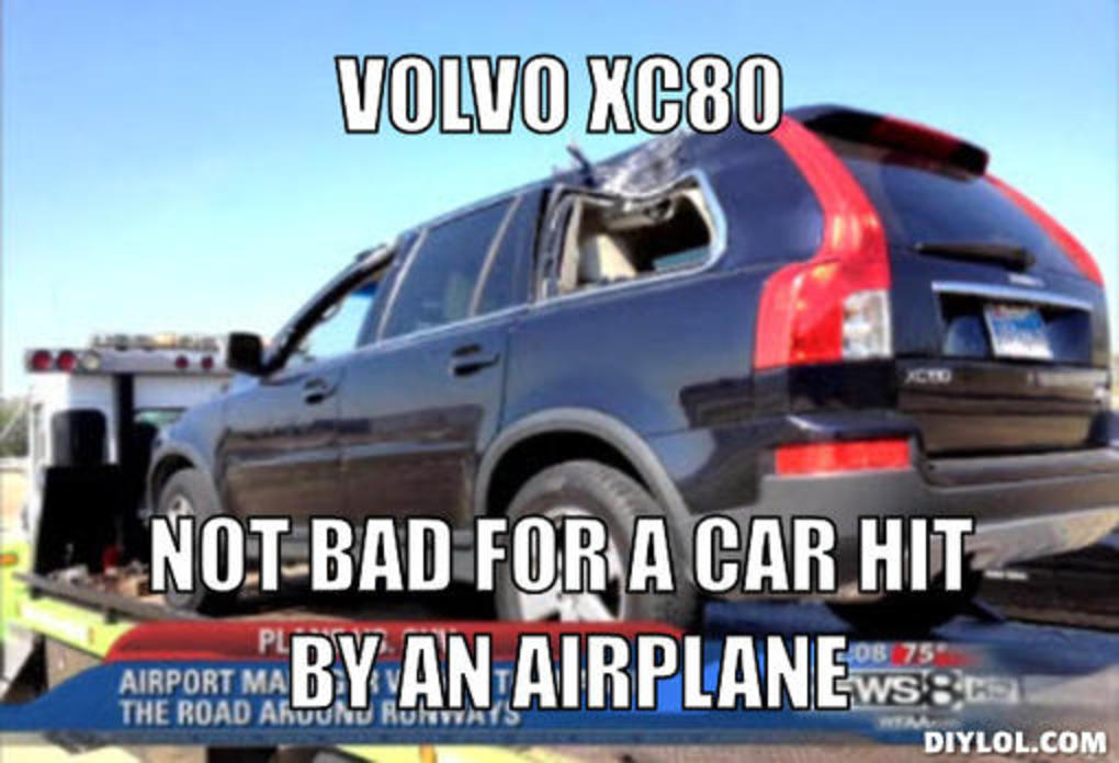 volvo xc80, not bad for a car hit by an airplane