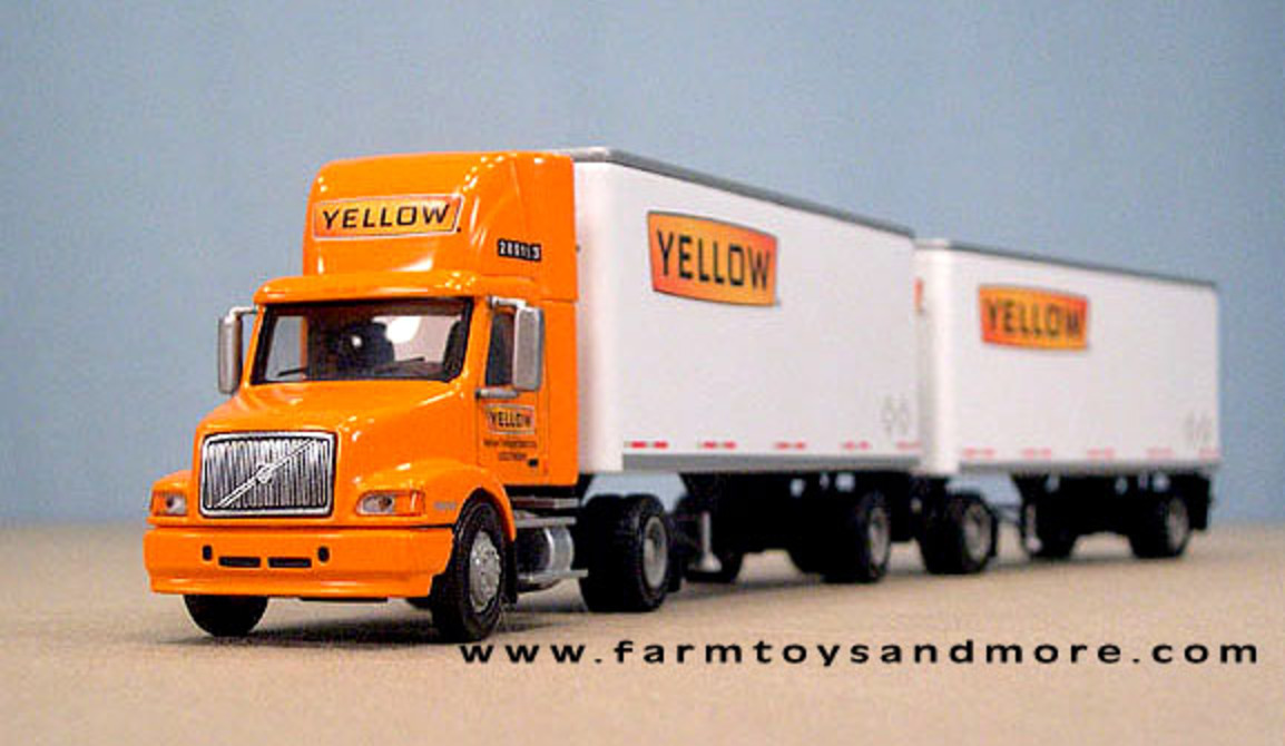 1-64 Scale Die-Cast Volvo VN610 with two 28' trailers "Doubles" for Yellow