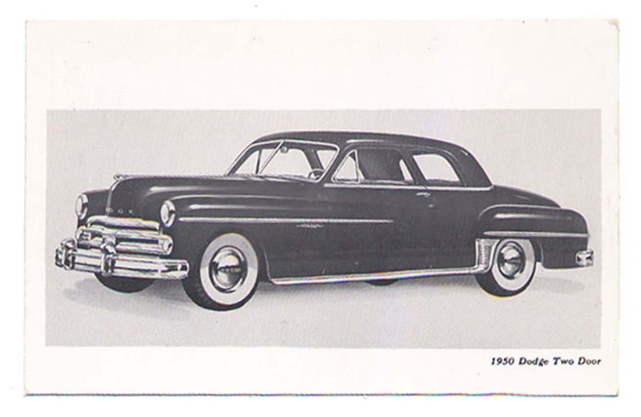 1950 dodge 2 door classic car vintage postcard