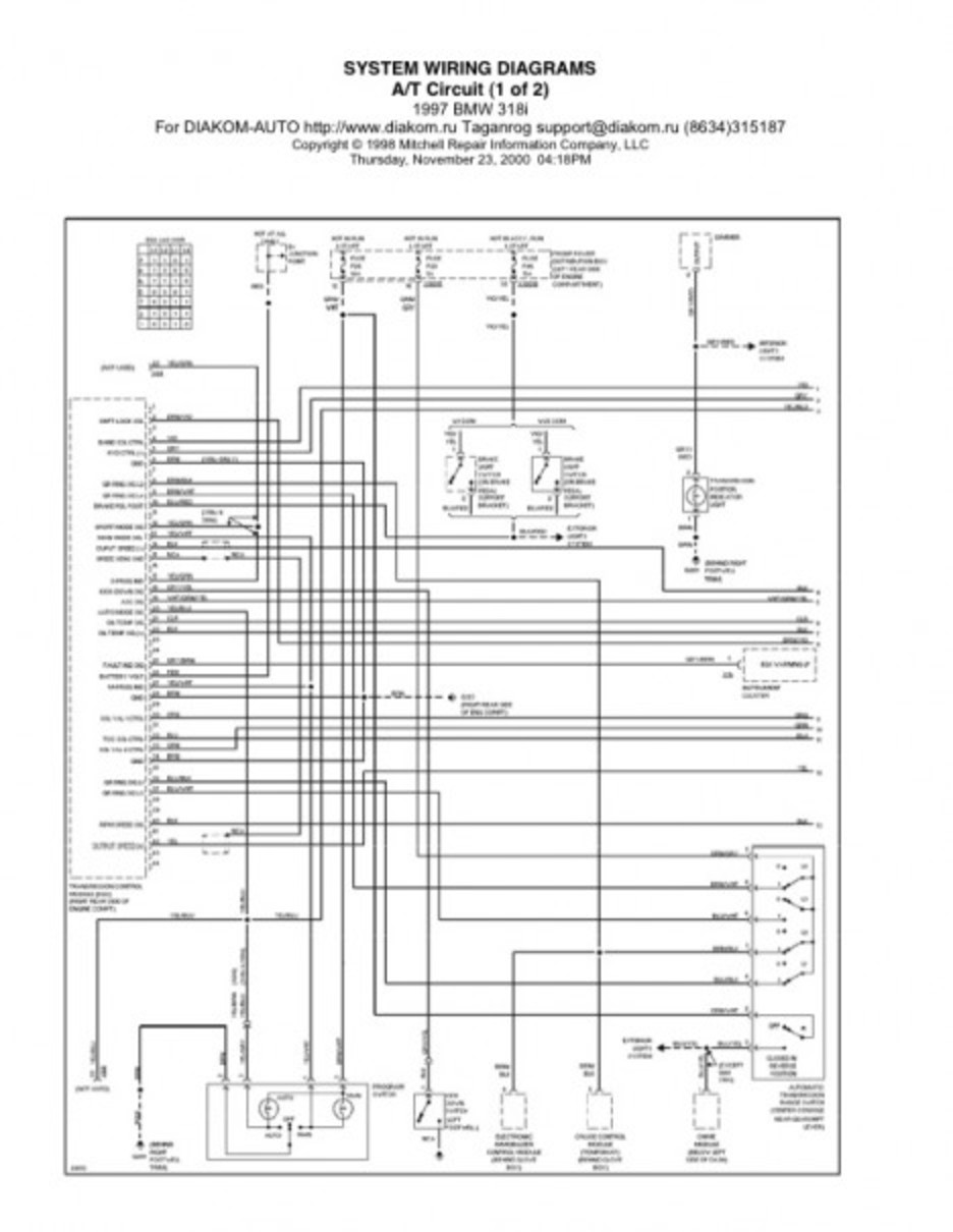 1997 BMW 318i Automatic Transmission Circuit System Wiring Diagrams