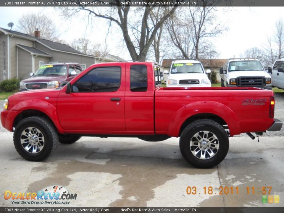 2003 Nissan Frontier XE V6 King Cab 4x4 Aztec Red / Gray Photo #2