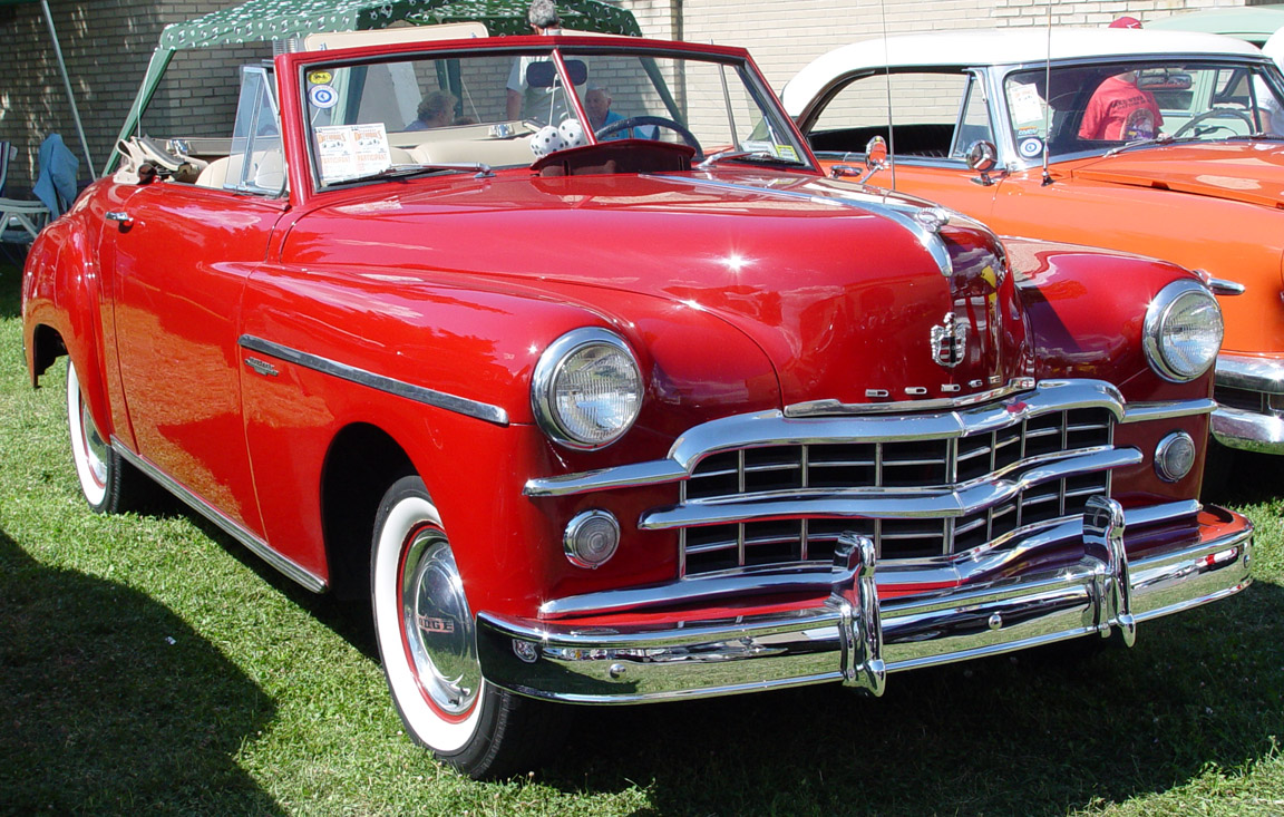 1949 Dodge Convertible - Red - Front Angle. Image Copyright Serious Wheels