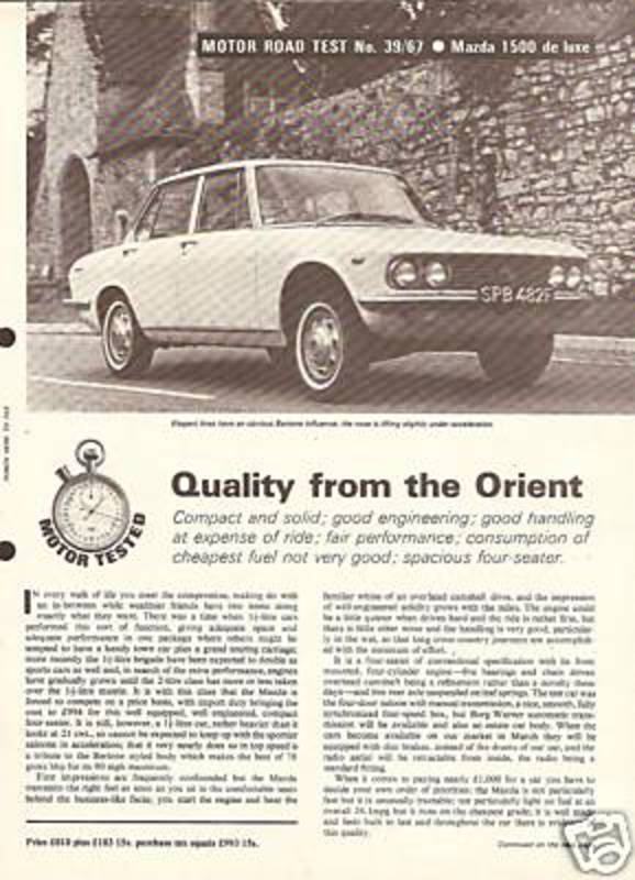 Mazda 1500 de luxe Saloon Original 1967 Road Test