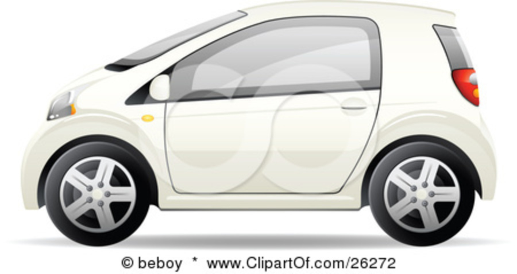 Clipart Illustration of a Cute Little White Compact Car Resembling a Yaris,