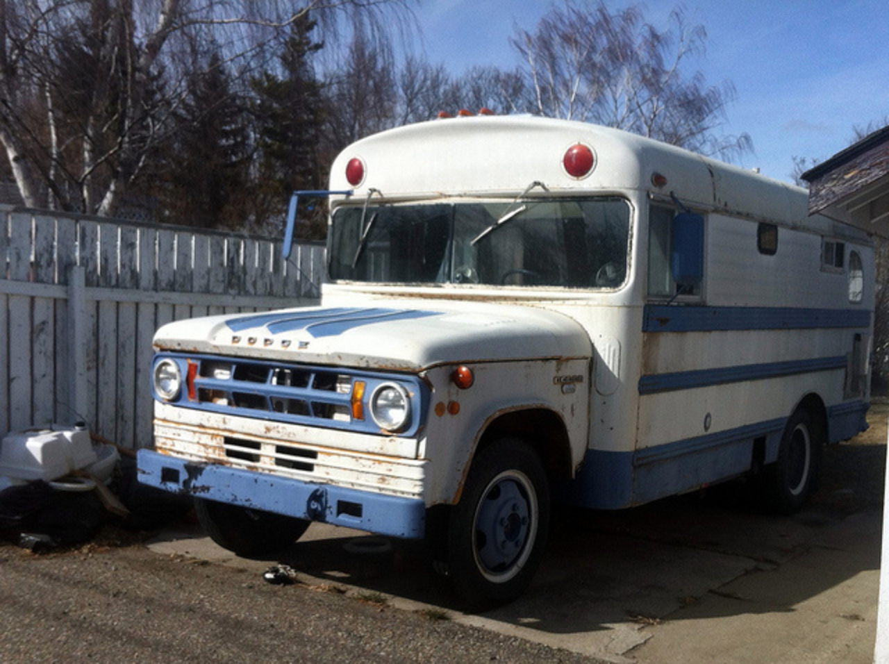 Old Dodge school bus converted to RV. Used to be reasonably common to