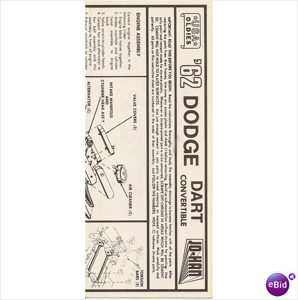 1962 Dodge Dart Conv, Jo Han, 5.0 VG/FN Additional notes: Item description
