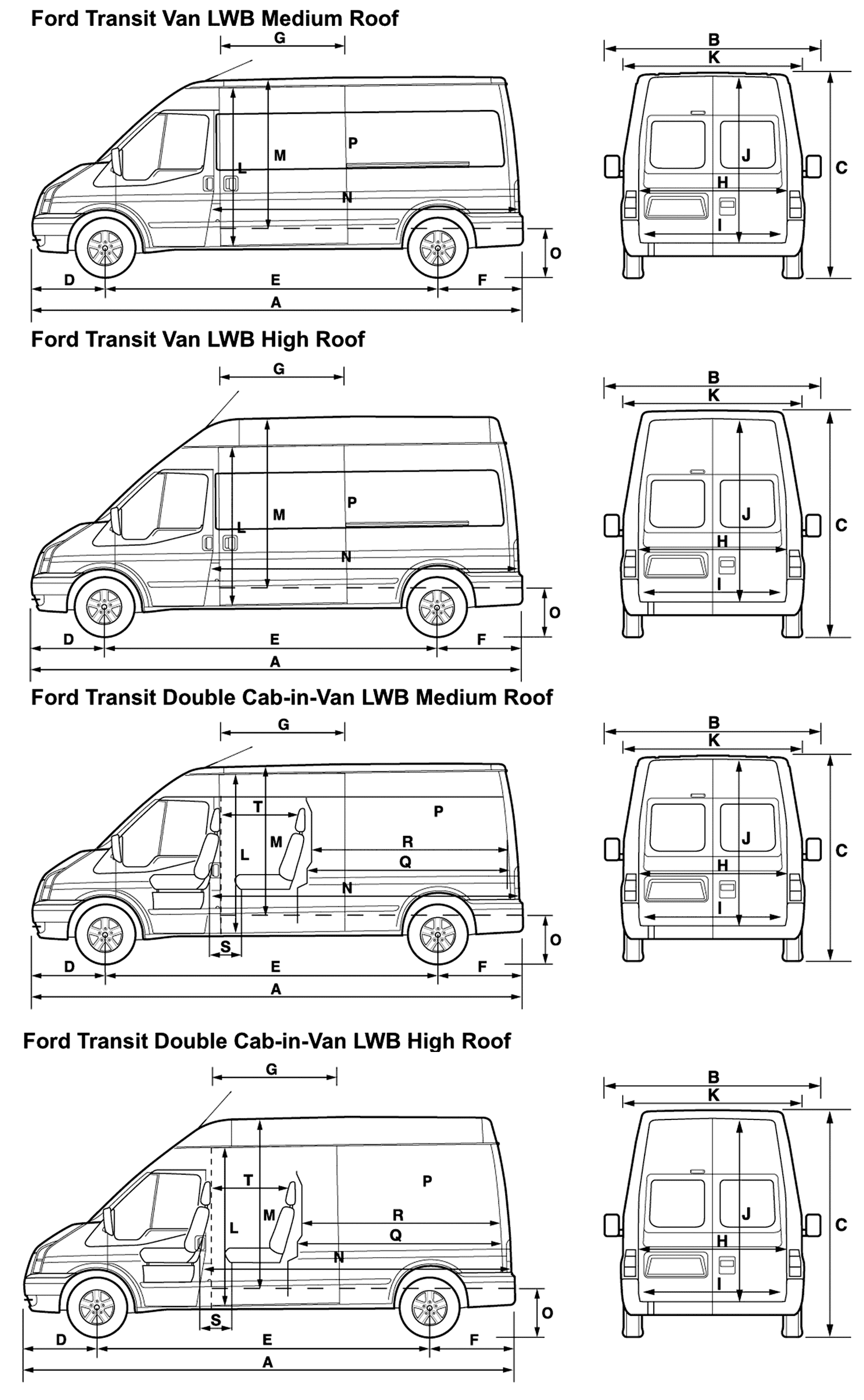 ford transit 2000 dimensions